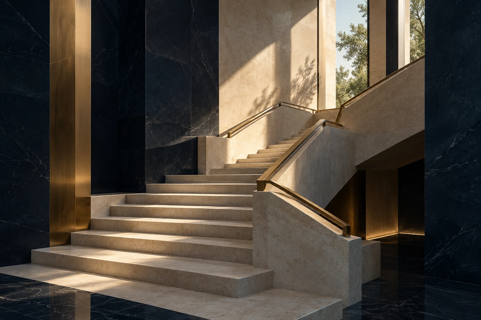 Limestone steps rising towards warm daylight, reflecting a new level of leadership
