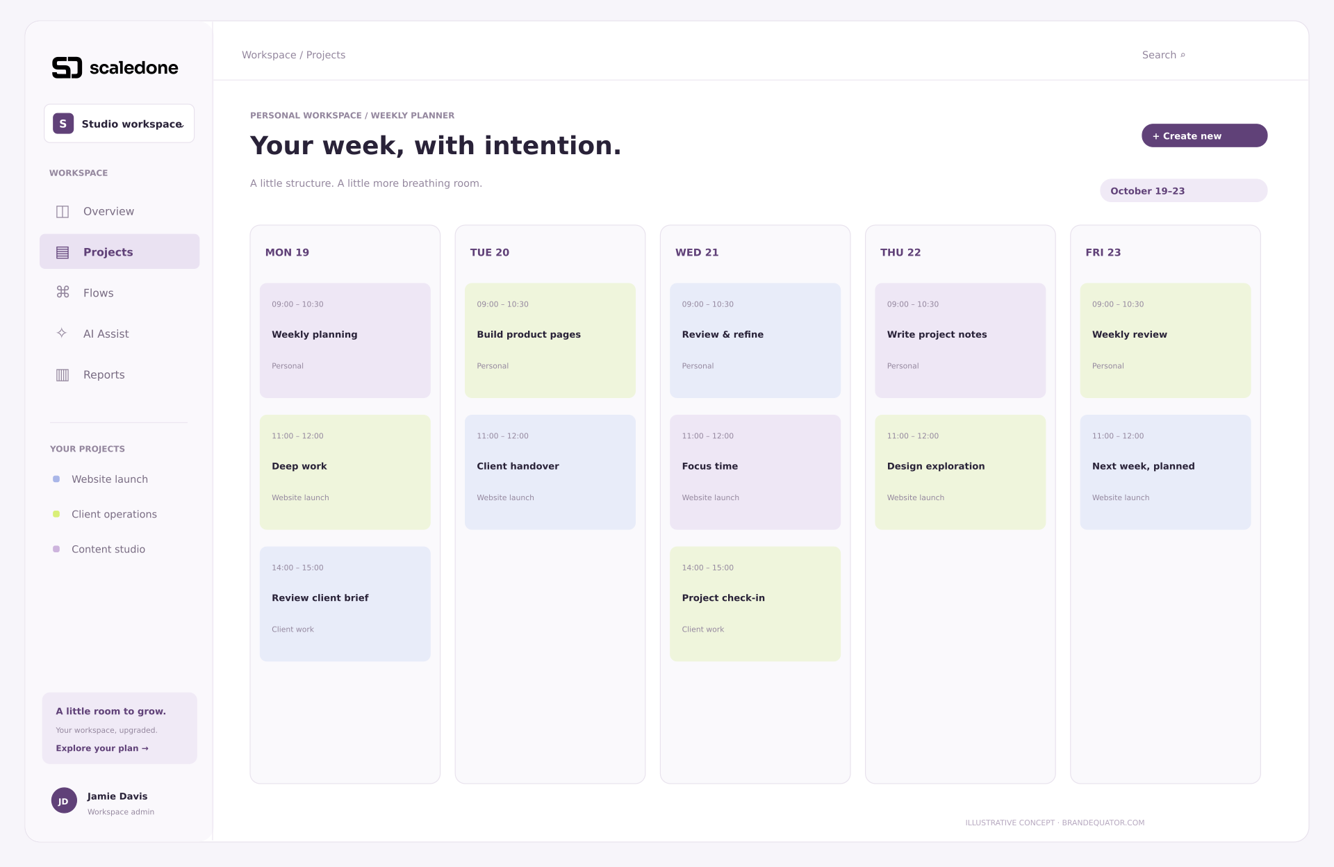 ScaleDone personal weekly planner