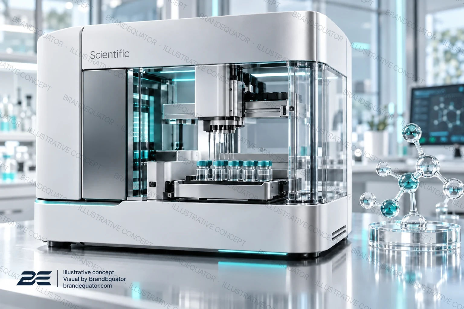 Scientific automated biological research instrument with transparent sample chamber